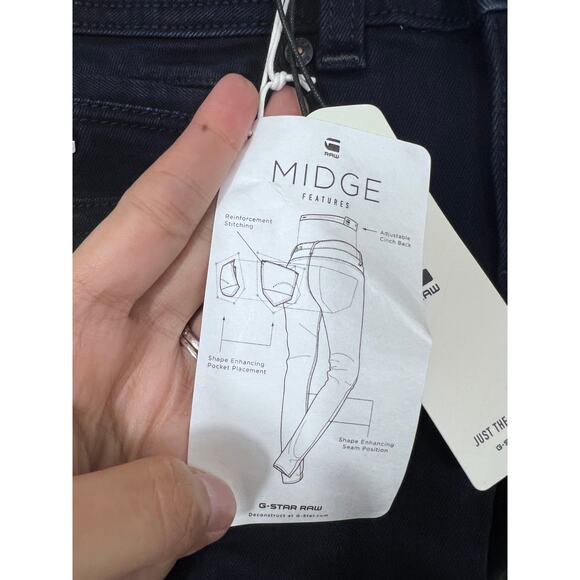 G-Star RAW Midge Mid Rise Straight Jeans W24 L30 Dark Wash NWT - Picture 5 of 8